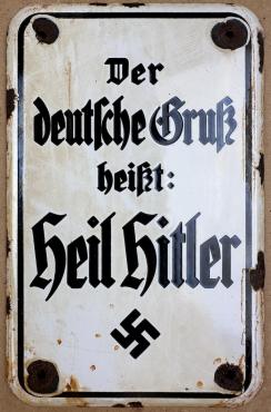 WW2 German Nazi Third Reich NSDAP Fuhrer partisan HEIL HITLER Swastika wall sign