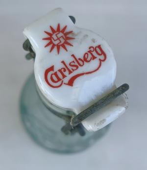 WW2 German Nazi Third Reich patriotic company Carlsberg bottle with SWASTIKA on cap