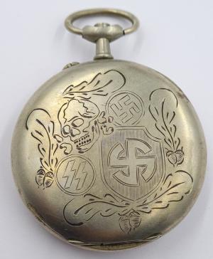 WW2 German Nazi Waffen SS Nord Wiking division engraved pocket watch