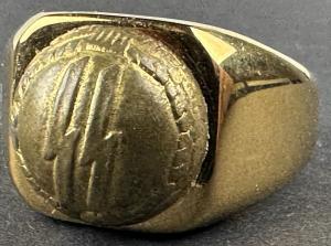 WW2 German Nazi WAFFEN SS Officer golden ring ss runes gold original authentic