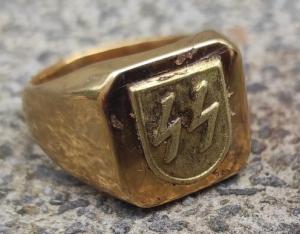 WW2 German Nazi WAFFEN SS officer Golden ring silver 800 original