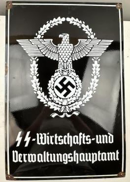 WW2 German Nazi WAFFEN SS POLIZEI enamel metal sign stamped RZM