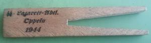 WW2 German Nazi Waffen SS school Lazarett cloth wood hanger 1944 marked
