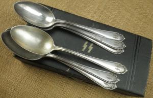 WW2 German Nazi WAFFEN SS set silverware spoons case authentic original