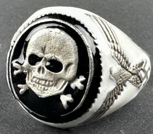 WW2 German Nazi Waffen SS totenkopf enamel skull ring third reich eagle Swastika