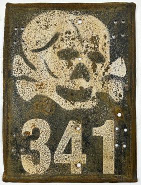 WW2 german Nazi WAFFEN SS TOTENKOPF PANZER GRENADIER tank skull plate sign original