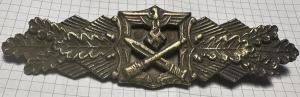 WW2 German Nazi WAFFEN SS WEHRMACHT PANZER GRENADIER closed combat shield badge in bronze marked