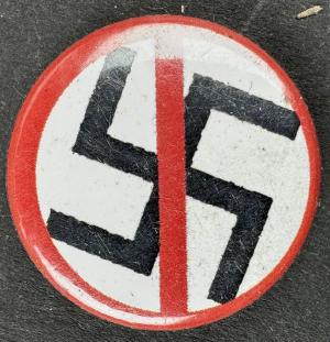 WW2 German Nazi wartime ANTI SWASTIKA ANTI GERMANY propaganda pin USA