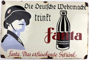 WW2 German Nazi Wehrmacht Waffen SS drinks FANTA soda metal enamel sign