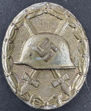 WW2 german Nazi Wound badge medal award no prong silver Waffen SS Wehrmacht