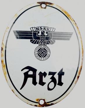 WW2 German Third Reich motorcycle club NSKK n.s.k.k arzt enamel metal wall sign oval swastika