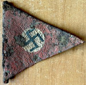 NSDAP early car vehicule pennant flag Swastika Metal original