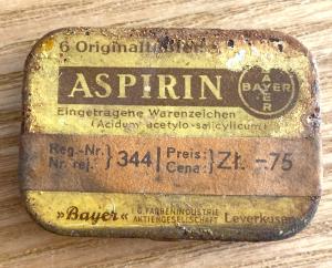 Concentration camp AUSCHWITZ III Monowitz Ig Farben industrie Bayer aspirin box 