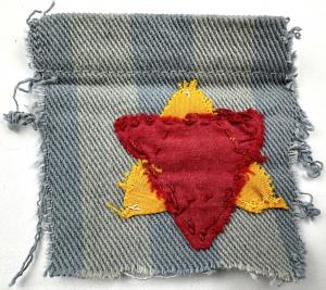 Concentration camp AUSCHWITZ red yellow triangle star of David Jewish political prisoner PATCH