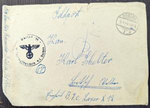 Waffen SS concentration camp DACHAU guard feldpost letter stamped