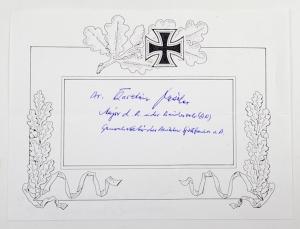 Waffen SS holder of the RK, SS-Untersturmführer Karl-Heinz Gieseler panzer div nordland hand made signature authograph card