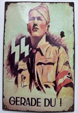 WAFFEN SS recruitment sign Hitler Youth Hitlerjugend gerade du original