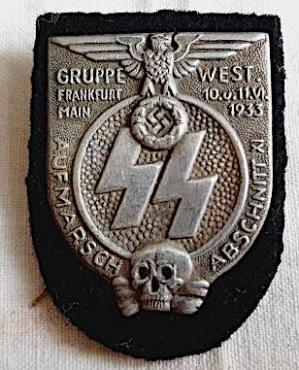 Waffen SS Totenkopf early panzer division gruppe west frankfurt 1935 shield badge