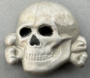 Waffen SS totenkopf metal skull insignia visor cap RZM replika
