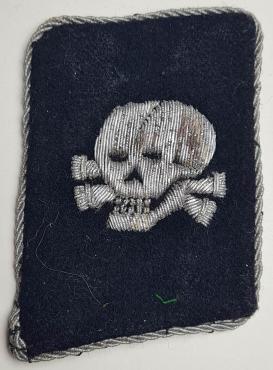 Waffen SS totenkopf skull concentration camp guard officer vertical (RARE) collar tab tunic removed