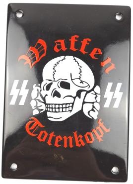Waffen SS Totenkopf skull recruitment metal enamel wall sign replika repro