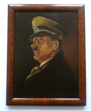 Adolf Hitler Fuhrer hand made oil painting portrait frame photo original