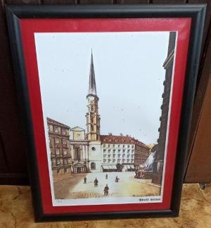  WW2 German Nazi Fuhrer NSDAP adolf hitler painting drawing in frame limited edition - numbered 15/50 AN ORIGINAL war time copy