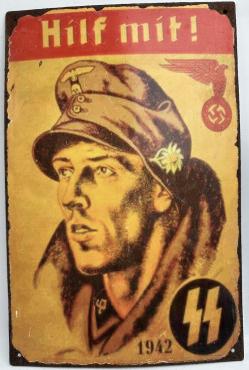 WW2 German Nazi Hilf Mit! magazine waffen ss mountain troop sign 1942