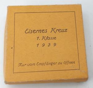 WW2 GERMAN NAZI IRON CROSS 1ST CLASS MEDAL CASE UNISSUED CARDBOARD