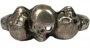 WW2 German Nazi nice WAFFEN SS Totenkopf 3 skulls silver ring original