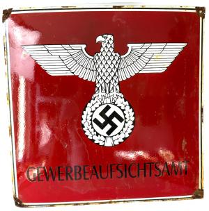 WW2 German Nazi NSDAP Third Reich commerce control administration metal sign gewerbeaufsichtsamt