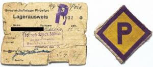 P Patch Polish forced labour badge with document ID named holocaust