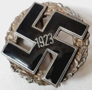 WW2 German Nazi pre war commemorative Swastika badge 1923 marked