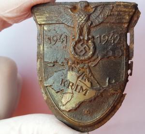 WW2 German Nazi rare KRIM campaign shield award sleeve tunic Whermacht Waffen SS
