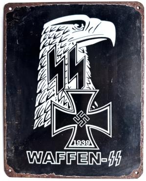 WW2 German Nazi WAFFEN SS metal sign third reich eagle iron cross