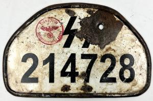 WW2 German Nazi rear motorcycle licence plate waffen ss original bullet hole