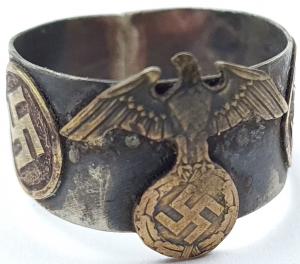 WW2 German Nazi WAFFEN SS kantine custom ring marked totenkopf panzer