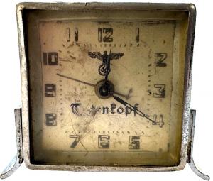 WW2 German Nazi WAFFEN SS TOTENKOPF admin desktop clock with eagle, stamped SS & RZM