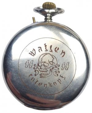 WW2 German Nazi WAFFEN SS TOTENKOPF commemorative pocket watch engraved
