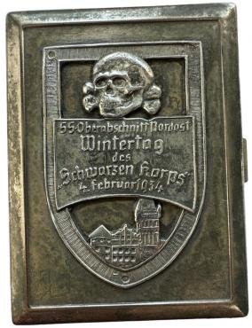 WW2 German Nazi Waffen SS Totenkopf wintertag commemorative cigarette case