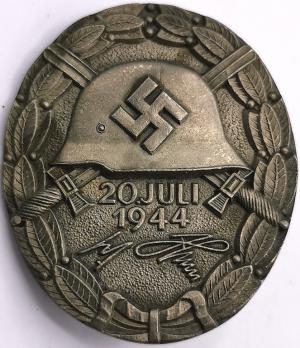 RARE wound badge award dated , marked & signed Himmler & Hitler for the attemps of assassination of the Fuhrer