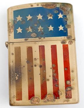 VIETNAM WAR USA ZIPPO LIGHTER USA FLAG - WORKING CONDITION