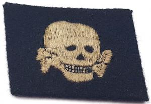 Waffen SS Totenkopf concentration camp GUARD NCO collar tab skull with rzm tag