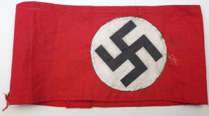 WW2 German Nazi early NSDAP Third Reich Adolf Hitler party red armband stamped uniform tunic removed