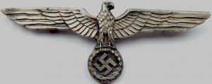 WW2 German Nazi large uniform tunic breast eagle metal insignia with prong by assmann