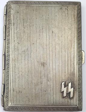 WW2 German Nazi Waffen SS cigarette case marked silverware rzm original panzer totenkopf