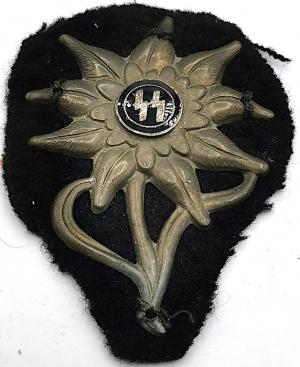 WW2 German Waffen ss flower Edelweiss patch cap mountain troops 5th SS Panzer Division Wiking ss runes