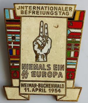POST WW2 GERMAN NAZI AMAZING & RARE WAFFEN SS PIN BADGE FOR THE CONCENTRATION CAMP BUCHENWALD SS COMMEMORATIVE PIN