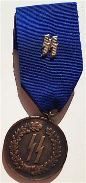 ***REPLIKA*** WW2 GERMAN NAZI 4 YEARS OF FAITHFUL SERVICES IN THE WAFFEN SS MEDAL AWARD WITH RIBBON SS RUNES