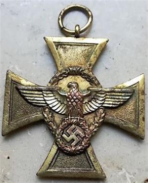 WW2 GERMAN NAZI 4 YEARS OF FAITHFUL SERVICES IN THE POLICE POLIZEI GESTAPO WAFFEN SS MEDAL AWARD NO RIBBON